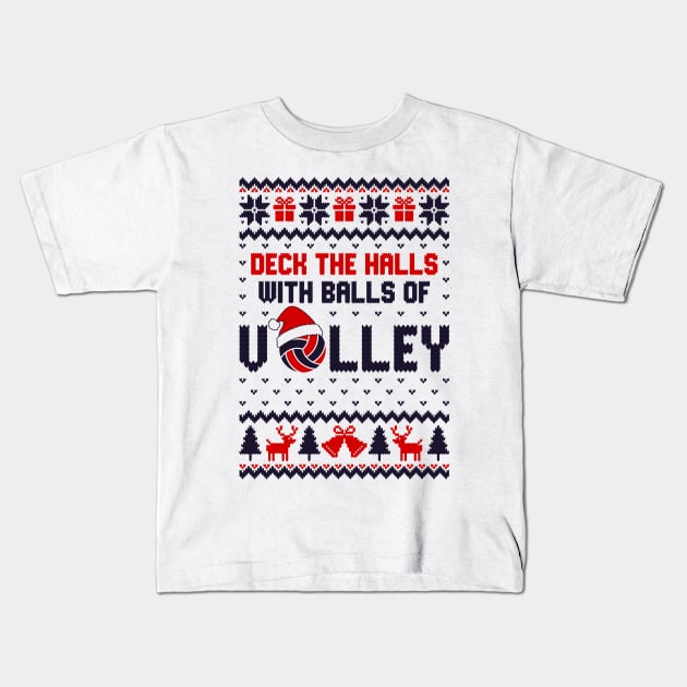 Ugly Christmas Sweater Volleyball Kids T-Shirt by Hobbybox